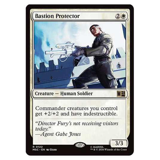 Bastion Protector 0122 card from the Magic The Gathering set Marvel Super Heroes Commander