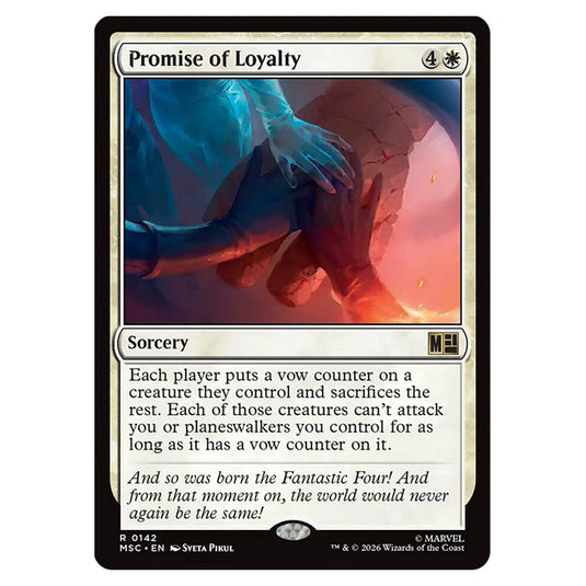 Promise of Loyalty 0142 card from the Magic The Gathering set Marvel Super Heroes Commander