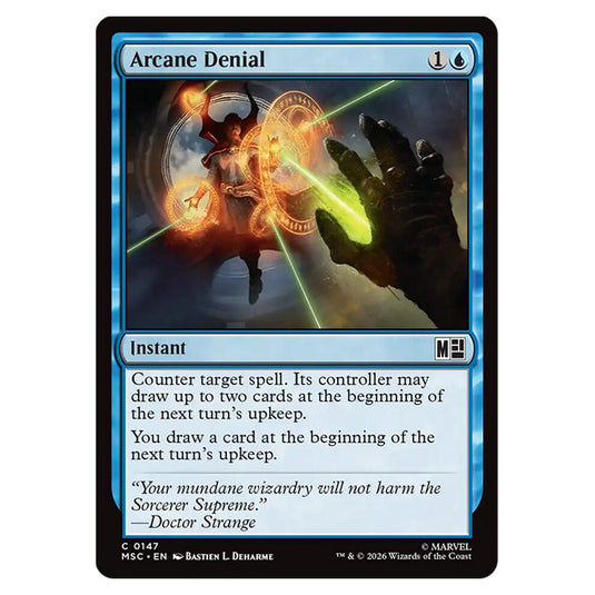 Arcane Denial 0147 card from the Magic The Gathering set Marvel Super Heroes Commander
