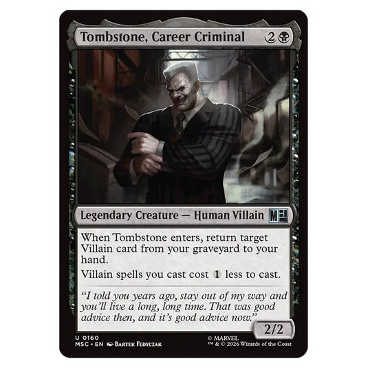 Tombstone, Career Criminal 0160 card from the Magic The Gathering set Marvel Super Heroes Commander