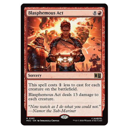 Blasphemous Act 0163 card from the Magic The Gathering set Marvel Super Heroes Commander