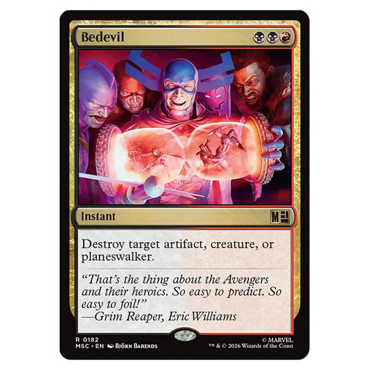 Bedevil 0182 card from the Magic The Gathering set Marvel Super Heroes Commander
