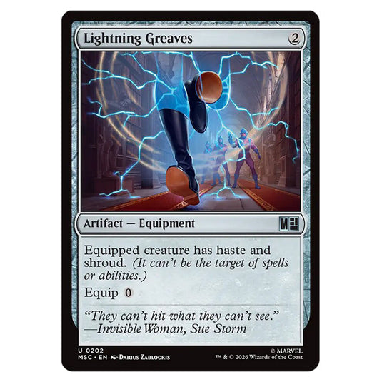 Lightning Greaves 0202 card from the Magic The Gathering set Marvel Super Heroes Commander