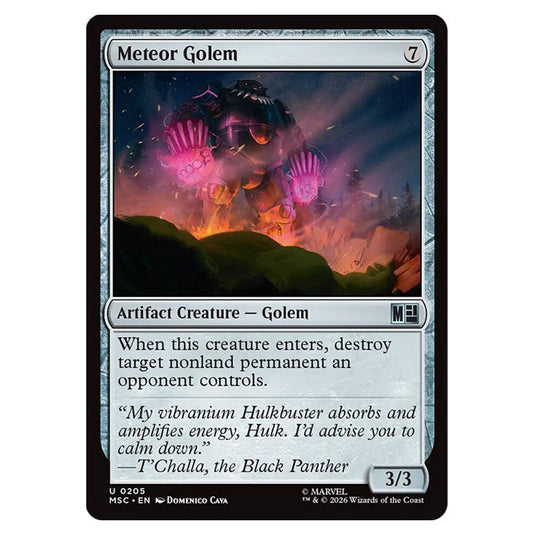 Meteor Golem 0205 card from the Magic The Gathering set Marvel Super Heroes Commander