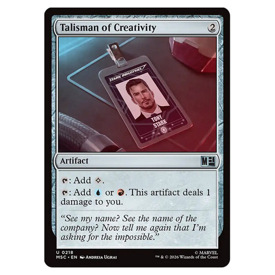 Talisman of Creativity 0218 card from the Magic The Gathering set Marvel Super Heroes Commander