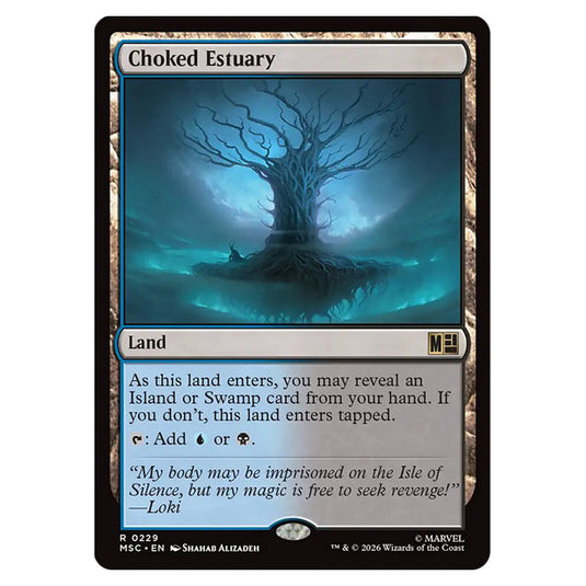 Choked Estuary 0229 card from the Magic The Gathering set Marvel Super Heroes Commander
