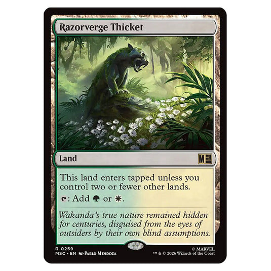 Razorverge Thicket 0259 card from the Magic The Gathering set Marvel Super Heroes Commander
