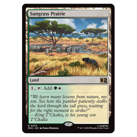 Sungrass Prairie 0270 card from the Magic The Gathering set Marvel Super Heroes Commander