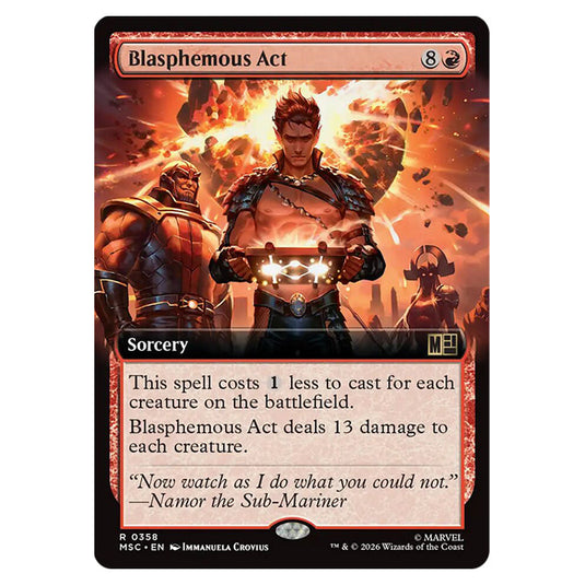 Blasphemous Act 0358 card from the Magic The Gathering set Marvel Super Heroes Commander