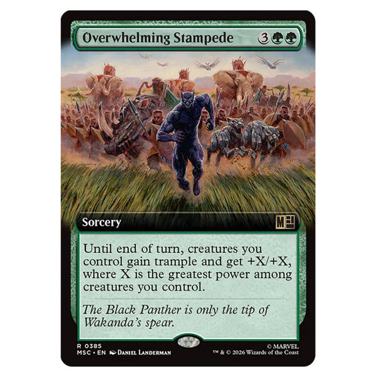 Overwhelming Stampede 0385 card from the Magic The Gathering set Marvel Super Heroes Commander