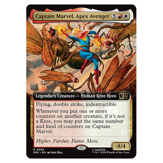 Captain Marvel, Apex Avenger 0396 card from the Magic The Gathering set Marvel Super Heroes Commander