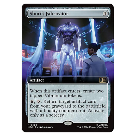 Shuri's Fabricator 0450 card from the Magic The Gathering set Marvel Super Heroes Commander
