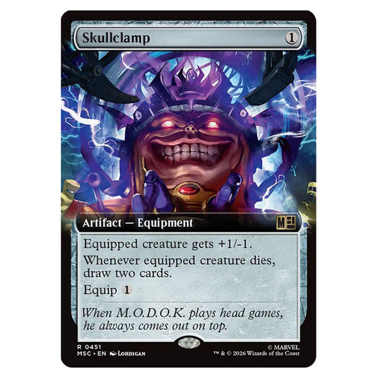 Skullclamp 0451 card from the Magic The Gathering set Marvel Super Heroes Commander