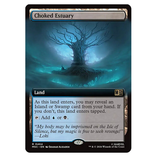 Choked Estuary 0464 card from the Magic The Gathering set Marvel Super Heroes Commander