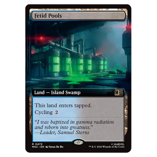 Fetid Pools 0472 card from the Magic The Gathering set Marvel Super Heroes Commander