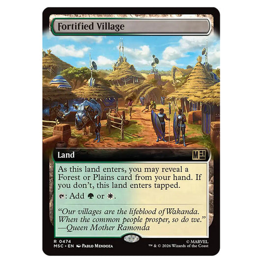 Fortified Village 0474 card from the Magic The Gathering set Marvel Super Heroes Commander