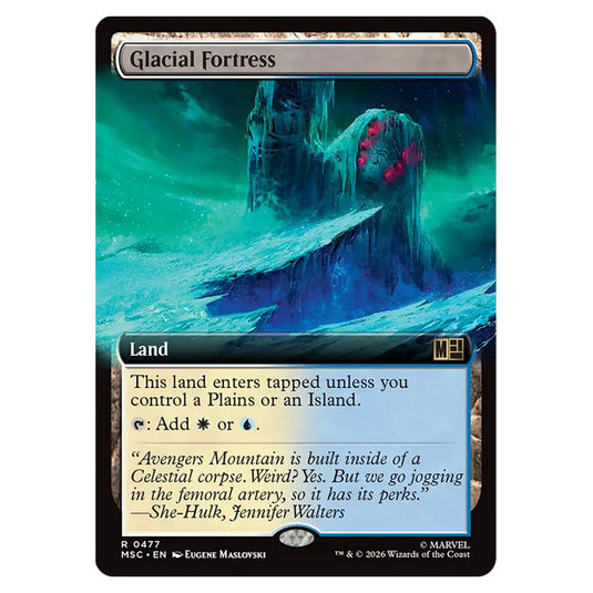Glacial Fortress 0477 card from the Magic The Gathering set Marvel Super Heroes Commander