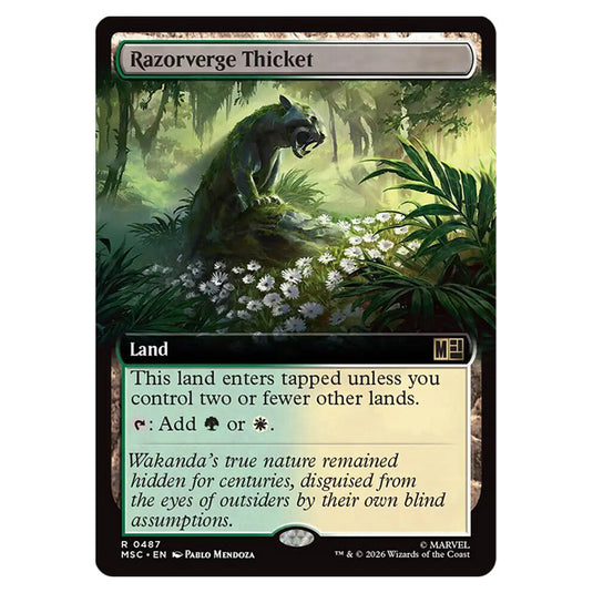 Razorverge Thicket 0487 card from the Magic The Gathering set Marvel Super Heroes Commander