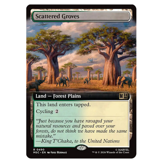 Scattered Groves 0490 card from the Magic The Gathering set Marvel Super Heroes Commander