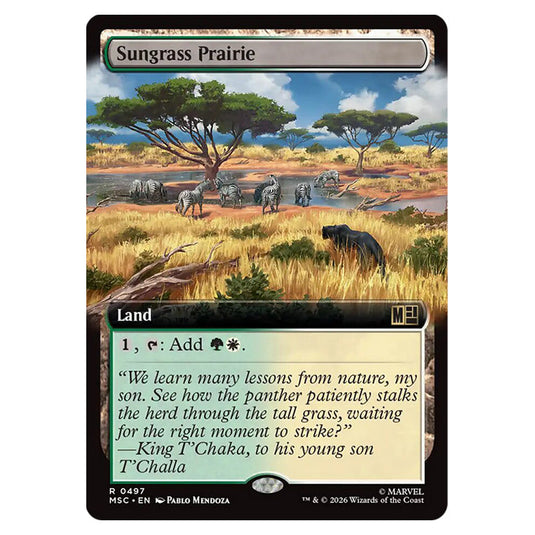 Sungrass Prairie 0497 card from the Magic The Gathering set Marvel Super Heroes Commander