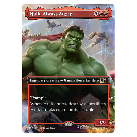 Hulk, Always Angry 0502 card from the Magic The Gathering set Marvel Super Heroes Commander