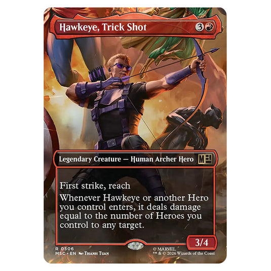 Hawkeye, Trick Shot 0506 card from the Magic The Gathering set Marvel Super Heroes Commander