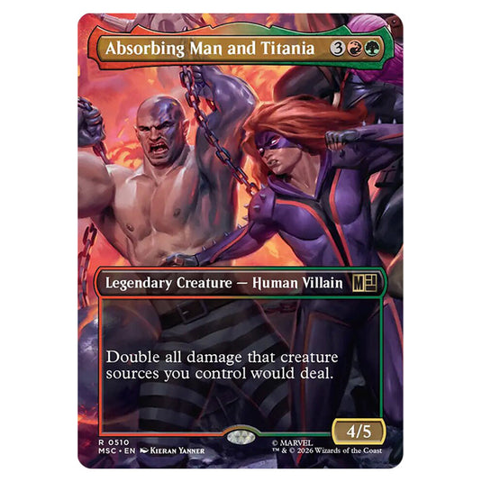 Absorbing Man and Titania 0510 card from the Magic The Gathering set Marvel Super Heroes Commander