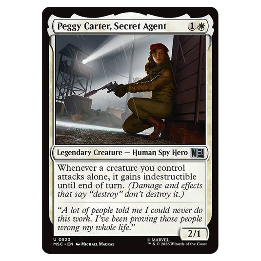 Peggy Carter, Secret Agent 0523 card from the Magic The Gathering set Marvel Super Heroes Commander