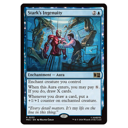 Stark's Ingenuity 0533 card from the Magic The Gathering set Marvel Super Heroes Commander