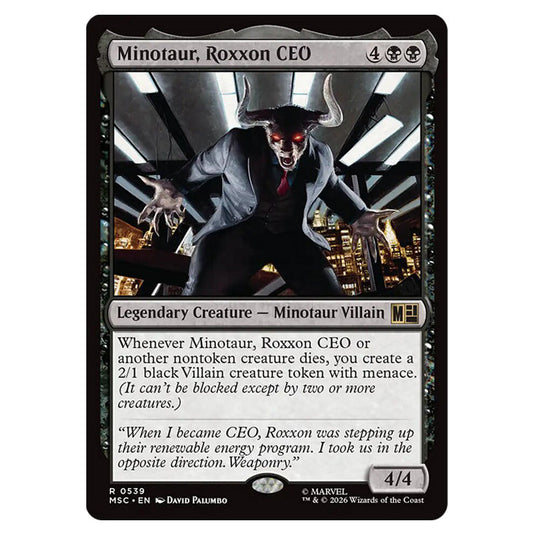 Minotaur, Roxxon CEO 0539 card from the Magic The Gathering set Marvel Super Heroes Commander
