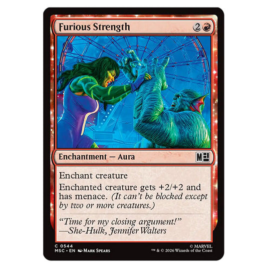 Furious Strength 0544 card from the Magic The Gathering set Marvel Super Heroes Commander