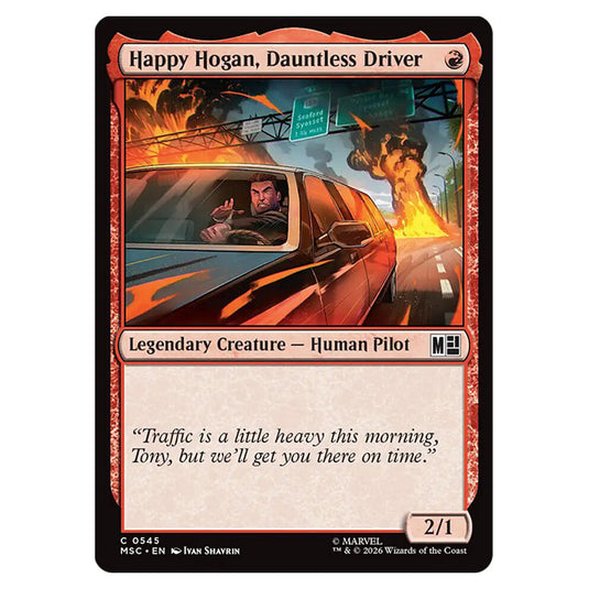 Happy Hogan, Dauntless Driver 0545 card from the Magic The Gathering set Marvel Super Heroes Commander