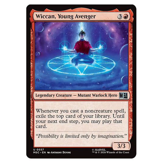 Wiccan, Young Avenger 0557 card from the Magic The Gathering set Marvel Super Heroes Commander