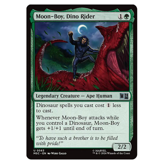 Moon-Boy, Dino Rider 0563 card from the Magic The Gathering set Marvel Super Heroes Commander