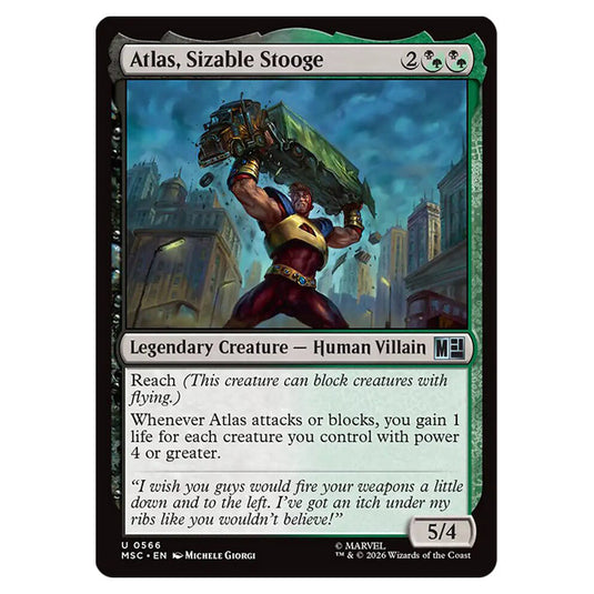 Atlas, Sizable Stooge 0566 card from the Magic The Gathering set Marvel Super Heroes Commander