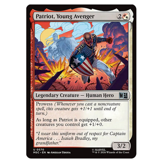 Patriot, Young Avenger 0570 card from the Magic The Gathering set Marvel Super Heroes Commander