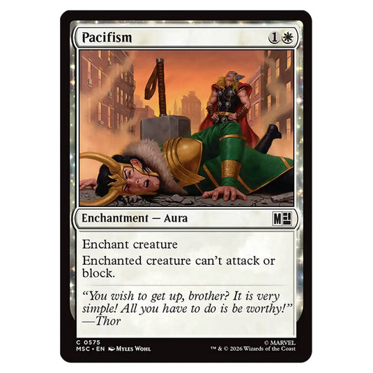 Pacifism 0575 card from the Magic The Gathering set Marvel Super Heroes Commander