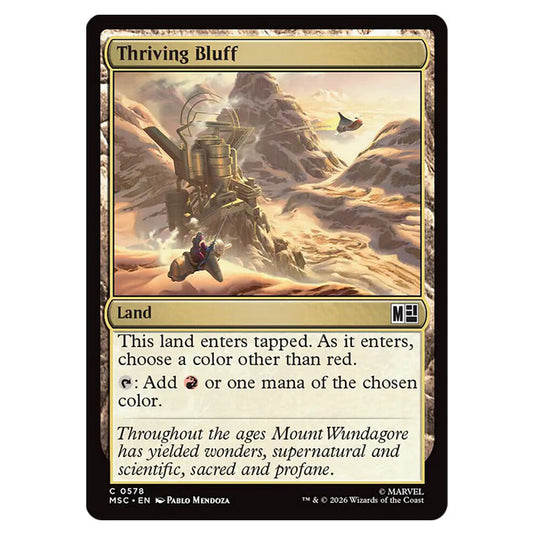 Thriving Bluff 0578 card from the Magic The Gathering set Marvel Super Heroes Commander