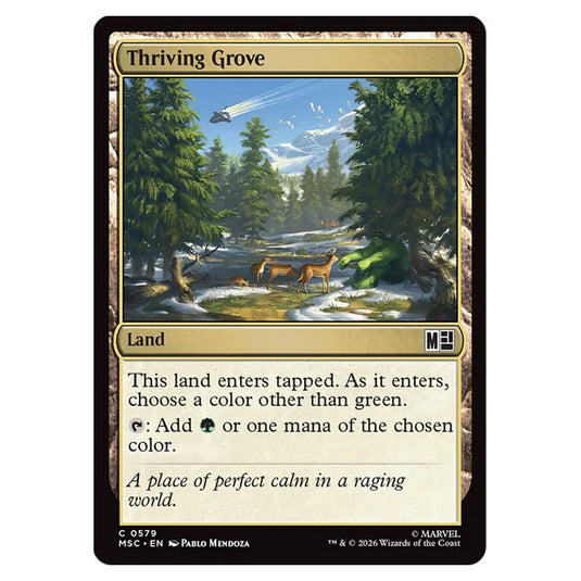 Thriving Grove 0579 card from the Magic The Gathering set Marvel Super Heroes Commander