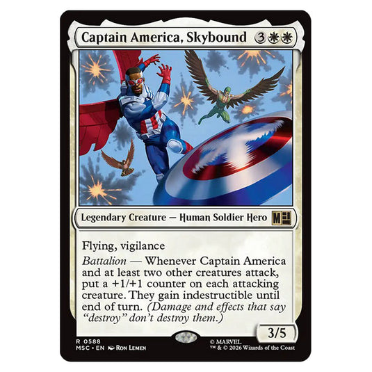 Captain America, Skybound 0588 card from the Magic The Gathering set Marvel Super Heroes Commander