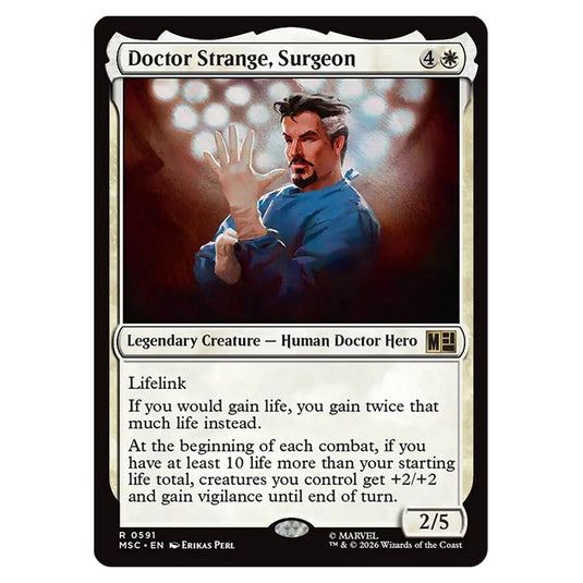 Doctor Strange, Surgeon 0591 card from the Magic The Gathering set Marvel Super Heroes Commander