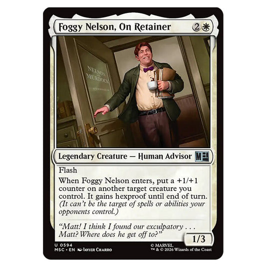 Foggy Nelson, On Retainer 0594 card from the Magic The Gathering set Marvel Super Heroes Commander