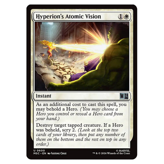 Hyperion's Atomic Vision 0600 card from the Magic The Gathering set Marvel Super Heroes Commander