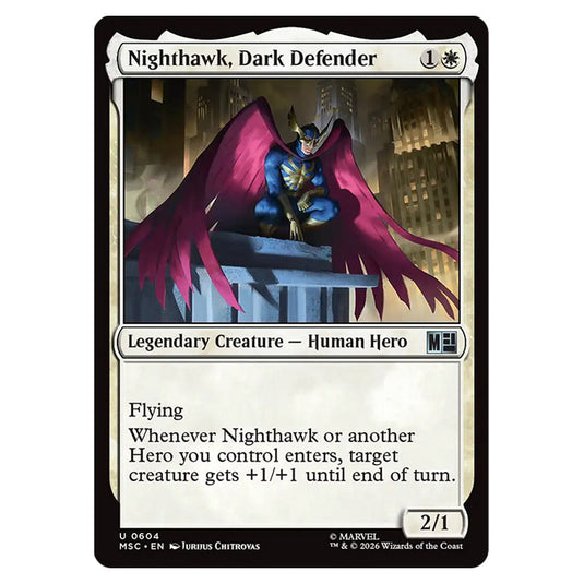Nighthawk, Dark Defender 0604 card from the Magic The Gathering set Marvel Super Heroes Commander