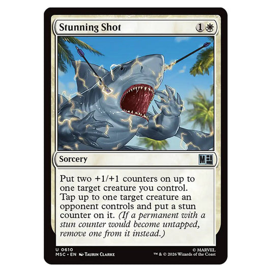 Stunning Shot 0610 card from the Magic The Gathering set Marvel Super Heroes Commander