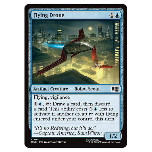 Flying Drone 0621 card from the Magic The Gathering set Marvel Super Heroes Commander
