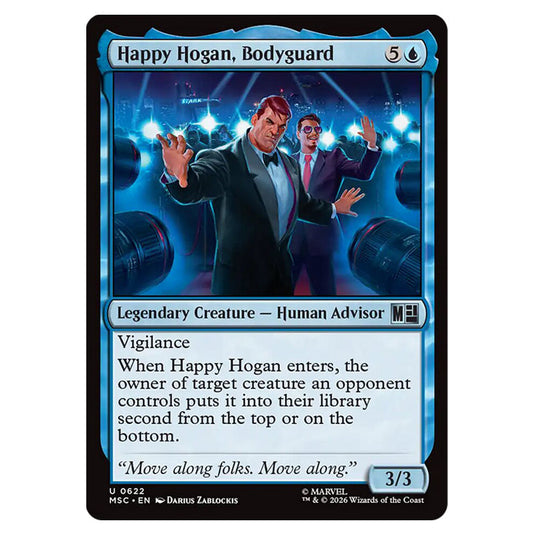 Happy Hogan, Bodyguard 0622 card from the Magic The Gathering set Marvel Super Heroes Commander
