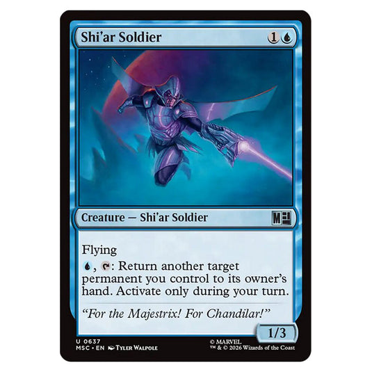 Shi'ar Soldier 0637 card from the Magic The Gathering set Marvel Super Heroes Commander