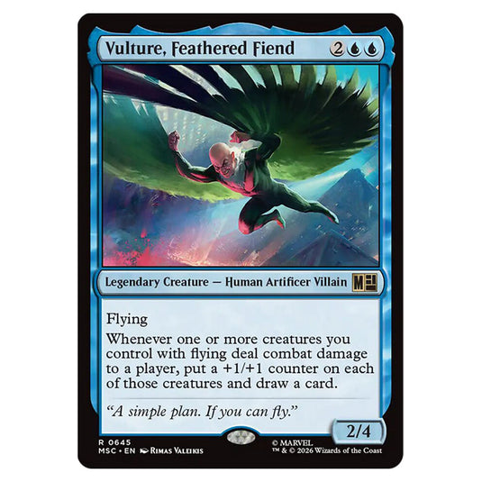 Vulture, Feathered Fiend 0645 card from the Magic The Gathering set Marvel Super Heroes Commander