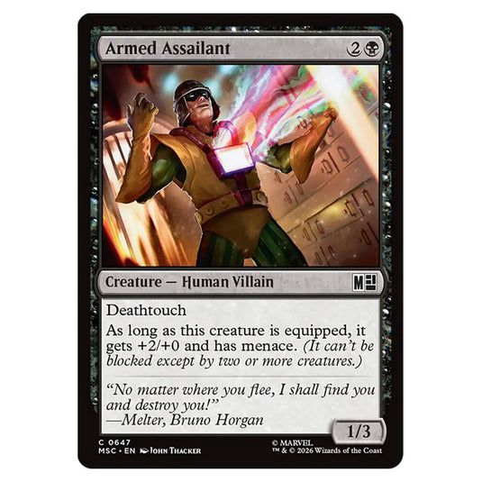 Armed Assailant 0647 card from the Magic The Gathering set Marvel Super Heroes Commander